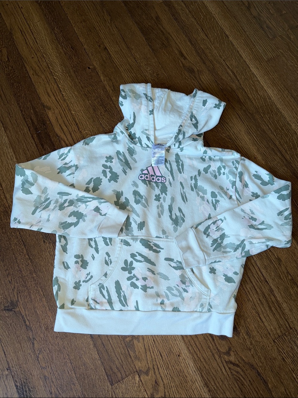 adidas Cream Hoodie with Sage Camo Print